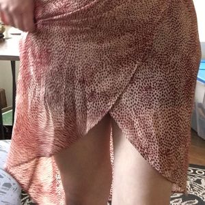 Maroon and speckled cream tulip skirt